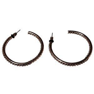 Elegant Rhinestone Rose Gold Tone Hoop Earrings Classic Fashion Jewelry Women